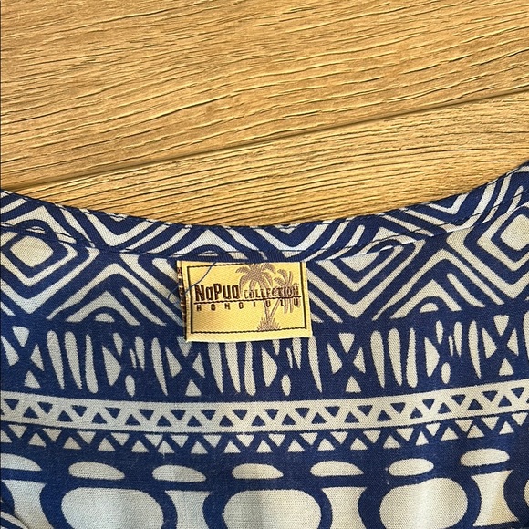 Blue Geometric Swim Coverup/Dress that cinches in The Front - Picture 5 of 6